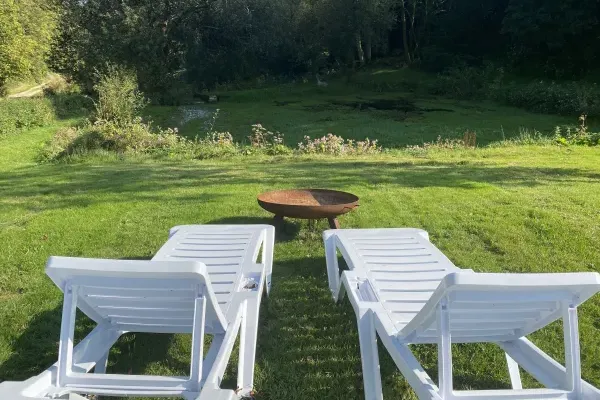 Fire pit by the pond