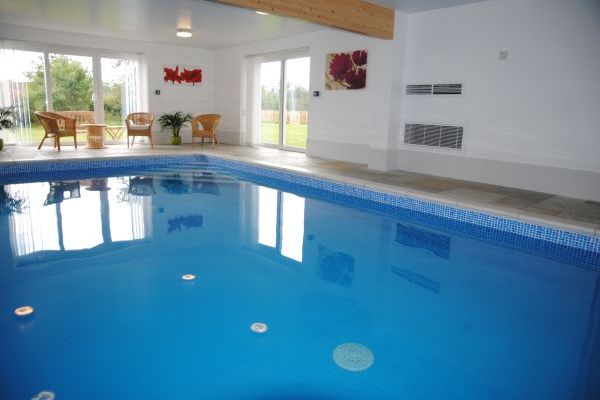 Large heated pool with slate flooring - exclusively yours